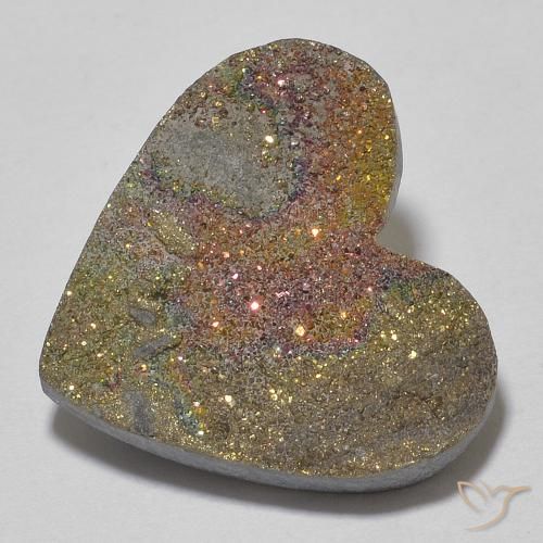 9.21ct Natürlicher Mehrfarbig Regenbogenpyrit, Herz, Lichtundurchlässig