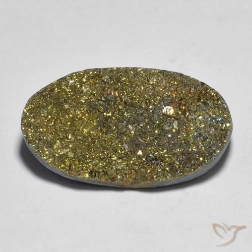 12.47ct Natürlicher Mehrfarbig Regenbogenpyrit, Oval, Lichtundurchlässig