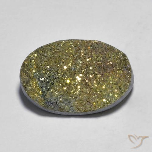 11.75ct Natürlicher Mehrfarbig Regenbogenpyrit, Oval, Lichtundurchlässig