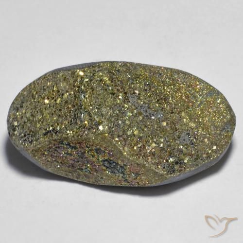 25.63ct Natürlicher Mehrfarbig Regenbogenpyrit, Oval, Lichtundurchlässig
