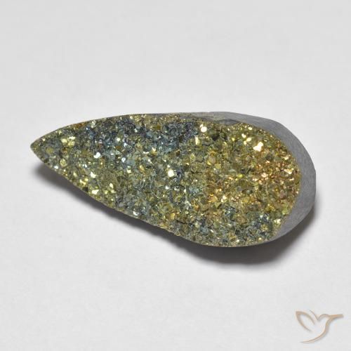 6.64ct Natürlicher Mehrfarbig Regenbogenpyrit, Birnenform, Lichtundurchlässig