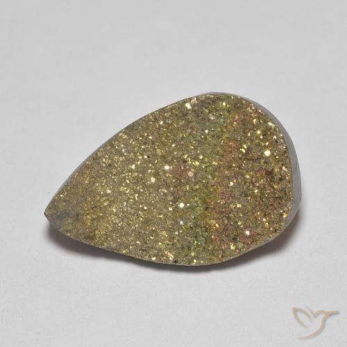 4.74ct Natürlicher Mehrfarbig Regenbogenpyrit, Birnenform, Lichtundurchlässig