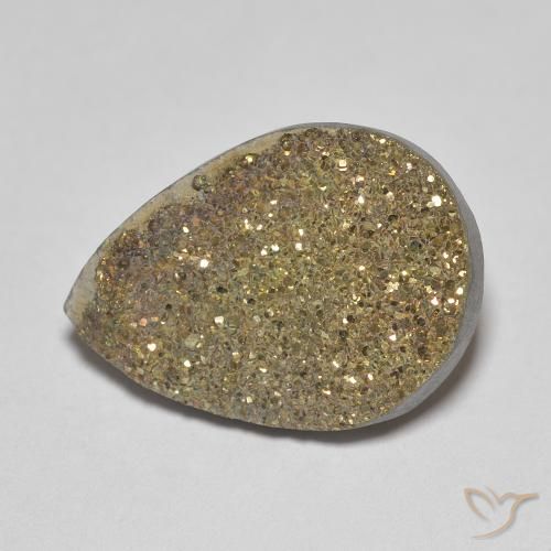 6.60ct Natürlicher Mehrfarbig Regenbogenpyrit, Birnenform, Lichtundurchlässig