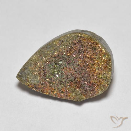 7.81ct Natürlicher Mehrfarbig Regenbogenpyrit, Birnenform, Lichtundurchlässig
