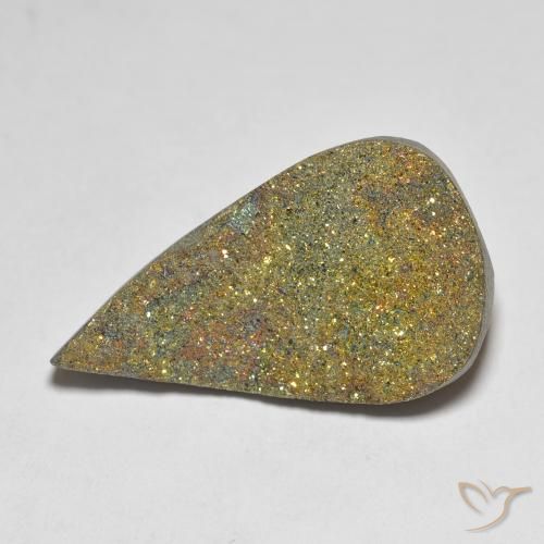12.62ct Natürlicher Mehrfarbig Regenbogenpyrit, Birnenform, Lichtundurchlässig