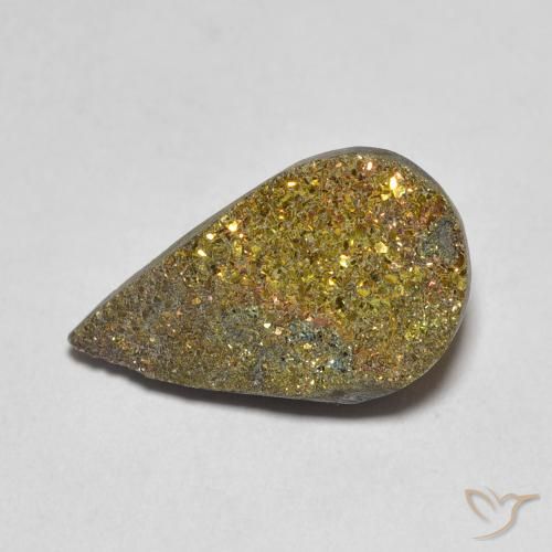 4.42ct Natürlicher Mehrfarbig Regenbogenpyrit, Birnenform, Lichtundurchlässig