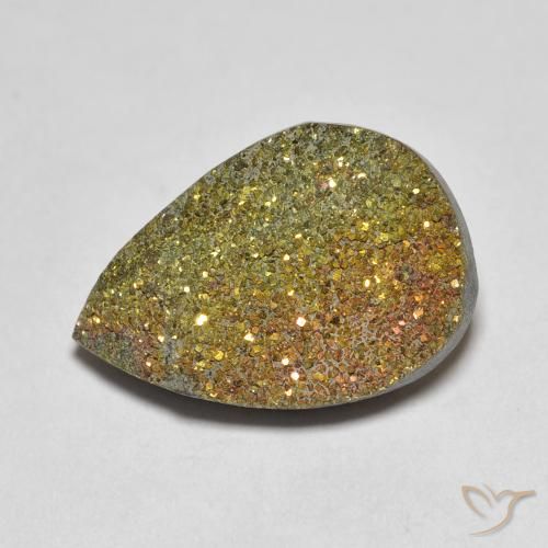 6.29ct Natürlicher Mehrfarbig Regenbogenpyrit, Birnenform, Lichtundurchlässig