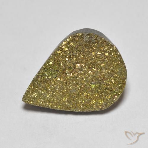 5.42ct Natürlicher Mehrfarbig Regenbogenpyrit, Birnenform, Lichtundurchlässig
