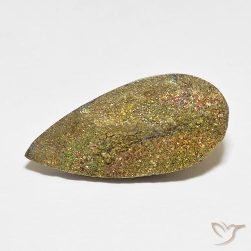 13.42ct Natürlicher Mehrfarbig Regenbogenpyrit, Birnenform, Lichtundurchlässig
