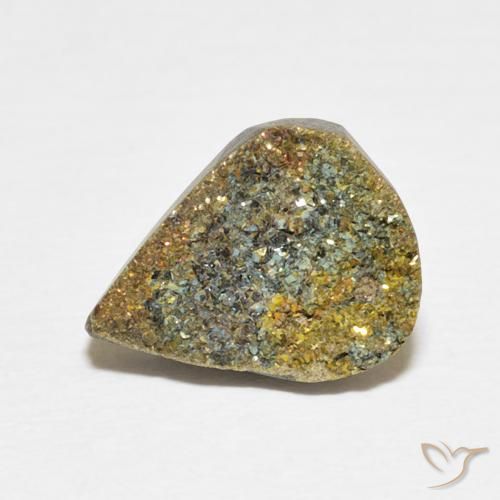 3.71ct Natürlicher Mehrfarbig Regenbogenpyrit, Birnenform, Lichtundurchlässig