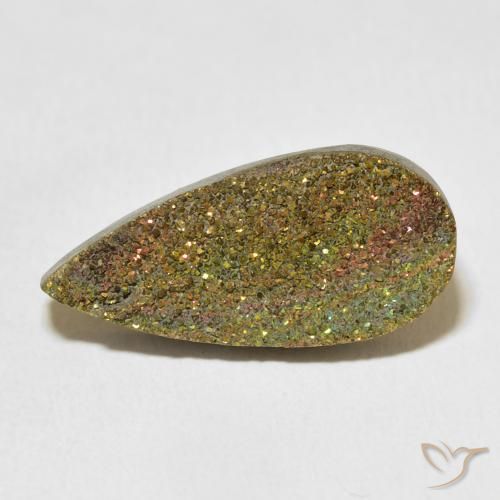 8.74ct Natürlicher Mehrfarbig Regenbogenpyrit, Birnenform, Lichtundurchlässig