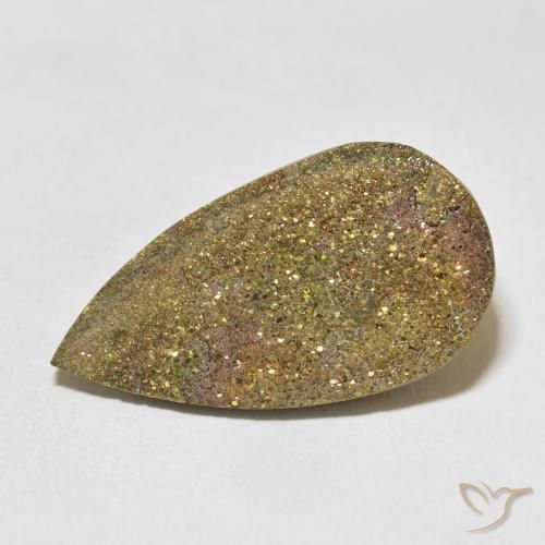 17.24ct Natürlicher Mehrfarbig Regenbogenpyrit, Birnenform, Lichtundurchlässig