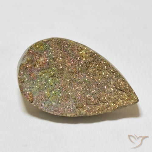 17.21ct Natürlicher Mehrfarbig Regenbogenpyrit, Birnenform, Lichtundurchlässig