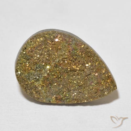 8.15ct Natürlicher Mehrfarbig Regenbogenpyrit, Birnenform, Lichtundurchlässig