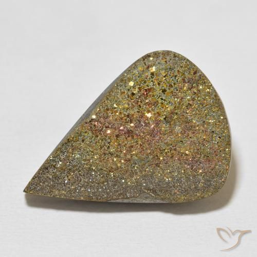 20.03ct Natürlicher Mehrfarbig Regenbogenpyrit, Birnenform, Lichtundurchlässig