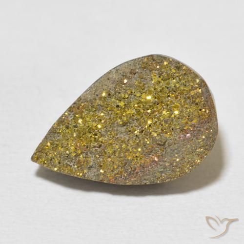 6.87ct Natürlicher Mehrfarbig Regenbogenpyrit, Birnenform, Lichtundurchlässig