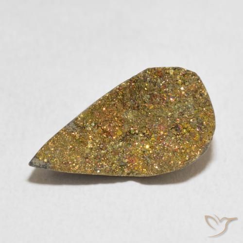 4.89ct Natürlicher Mehrfarbig Regenbogenpyrit, Birnenform, Lichtundurchlässig