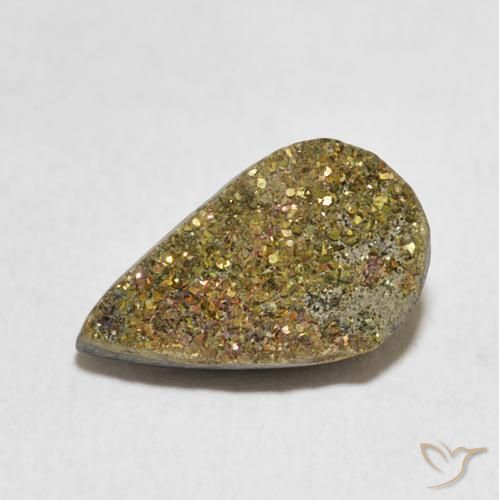 4.66ct Natürlicher Mehrfarbig Regenbogenpyrit, Birnenform, Lichtundurchlässig