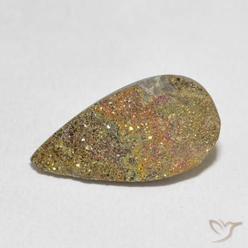4.55ct Natürlicher Mehrfarbig Regenbogenpyrit, Birnenform, Lichtundurchlässig