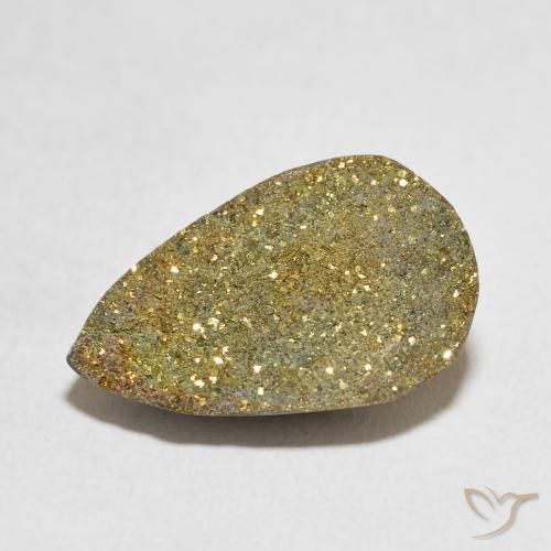 9.12ct Natürlicher Mehrfarbig Regenbogenpyrit, Birnenform, Lichtundurchlässig
