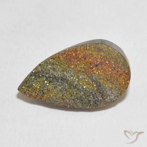 6.04ct Natürlicher Mehrfarbig Regenbogenpyrit, Birnenform, Lichtundurchlässig