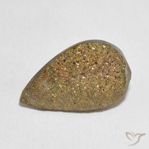 4.75ct Natürlicher Mehrfarbig Regenbogenpyrit, Birnenform, Lichtundurchlässig