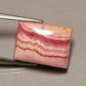 16,08 ctw natürlicher rosafarbener Rhodochrosit, Baguette, Lichtundurchlässig