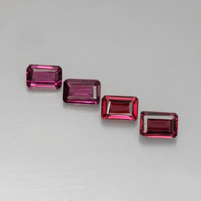 3,39 ct natürliche rosafarbener Rhodolith-Edelsteine, Smaragdschliff, VVS-VS