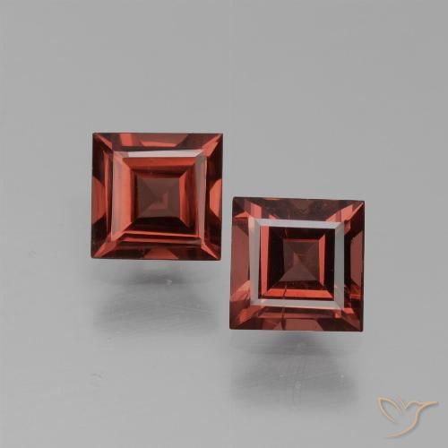 1.44ctw Natürlicher Mittel-Dunkelrot Rhodolith-Granat, Quadrat, VS-SI