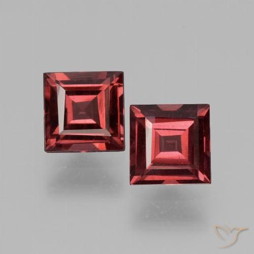 1.56ctw Natürlicher dunkelrot Rhodolith-Granat, Quadrat, VS