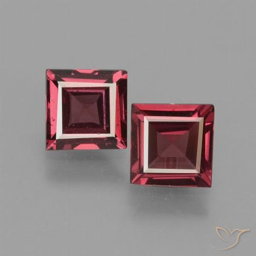 1.36ctw Natürlicher Mittel-Dunkelrot Rhodolith-Granat, Quadrat, VS