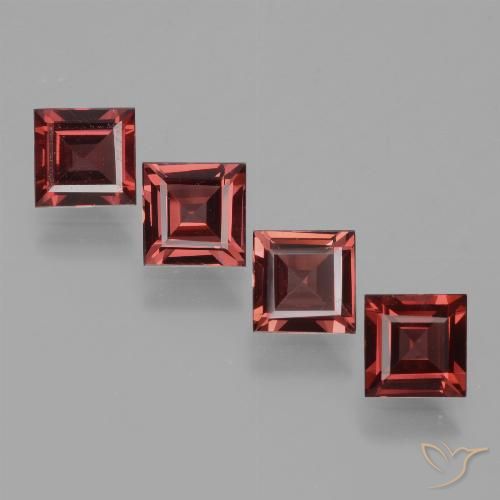 2.96ctw Natürlicher Mittel-Dunkelrot Rhodolith-Granat, Quadrat, VS