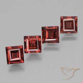 2.89 ct natürliche Tiefes Scharlachrot Rhodolith-Granat-Edelsteine, Quadrat, VS