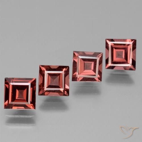 2.96ctw Natürlicher Tiefes Ziegelrot Rhodolith-Granat, Quadrat, VS