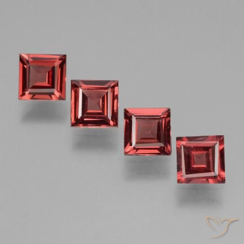 2.62ctw Natürlicher Mittelrot Rhodolith-Granat, Quadrat, VS