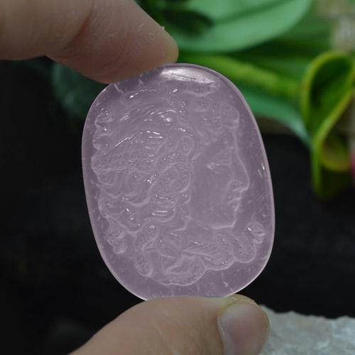 63,59 ctw natürlicher rosafarbener Rosenquarz, Kissenschliff, Transparent
