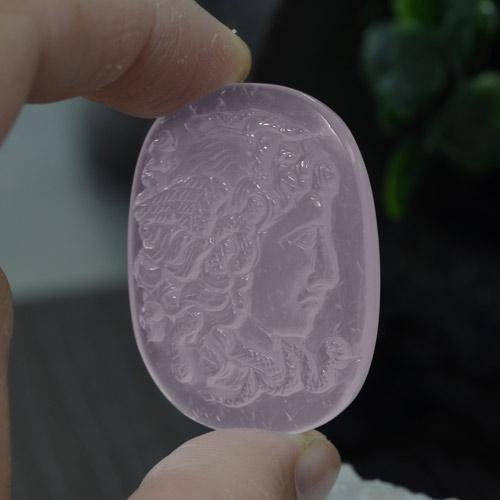 63,59 ctw natürlicher rosafarbener Rosenquarz, Kissenschliff, Transparent