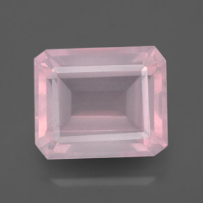6,30 ctw natürlicher rosafarbener Rosenquarz, Smaragdschliff, Transparent