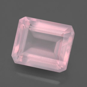 6,30 ctw natürlicher rosafarbener Rosenquarz, Smaragdschliff, Transparent