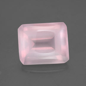 5,66 ctw natürlicher rosafarbener Rosenquarz, Smaragdschliff, Transparent