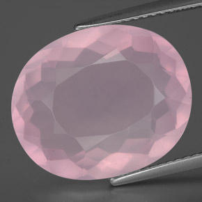 11,44 ctw natürlicher rosafarbener Rosenquarz, Oval Schliff, Transparent