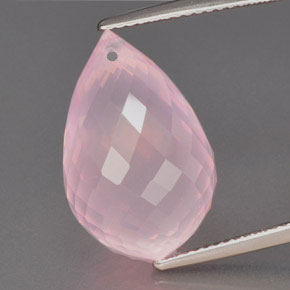 16,26 ctw natürlicher rosafarbener Rosenquarz, Briolette, Transparent