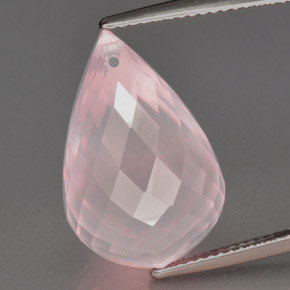 16,94 ctw natürlicher rosafarbener Rosenquarz, Briolette, Transparent