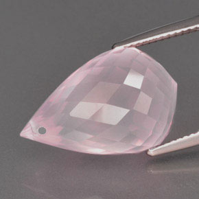 16,94 ctw natürlicher rosafarbener Rosenquarz, Briolette, Transparent