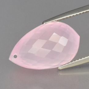 13,53 ctw natürlicher rosafarbener Rosenquarz, Briolette, Transparent
