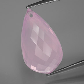 13,07 ctw natürlicher rosafarbener Rosenquarz, Briolette, Transparent