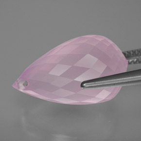 13,07 ctw natürlicher rosafarbener Rosenquarz, Briolette, Transparent