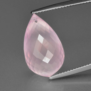 13,04 ctw natürlicher rosafarbener Rosenquarz, Briolette, Transparent