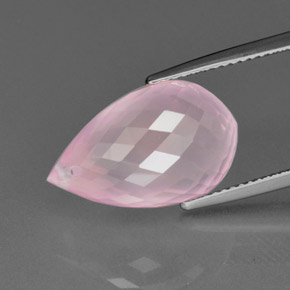 13,04 ctw natürlicher rosafarbener Rosenquarz, Briolette, Transparent
