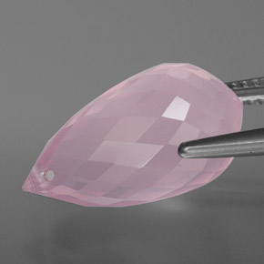 9,42 ctw natürlicher rosafarbener Rosenquarz, Briolette, Transparent